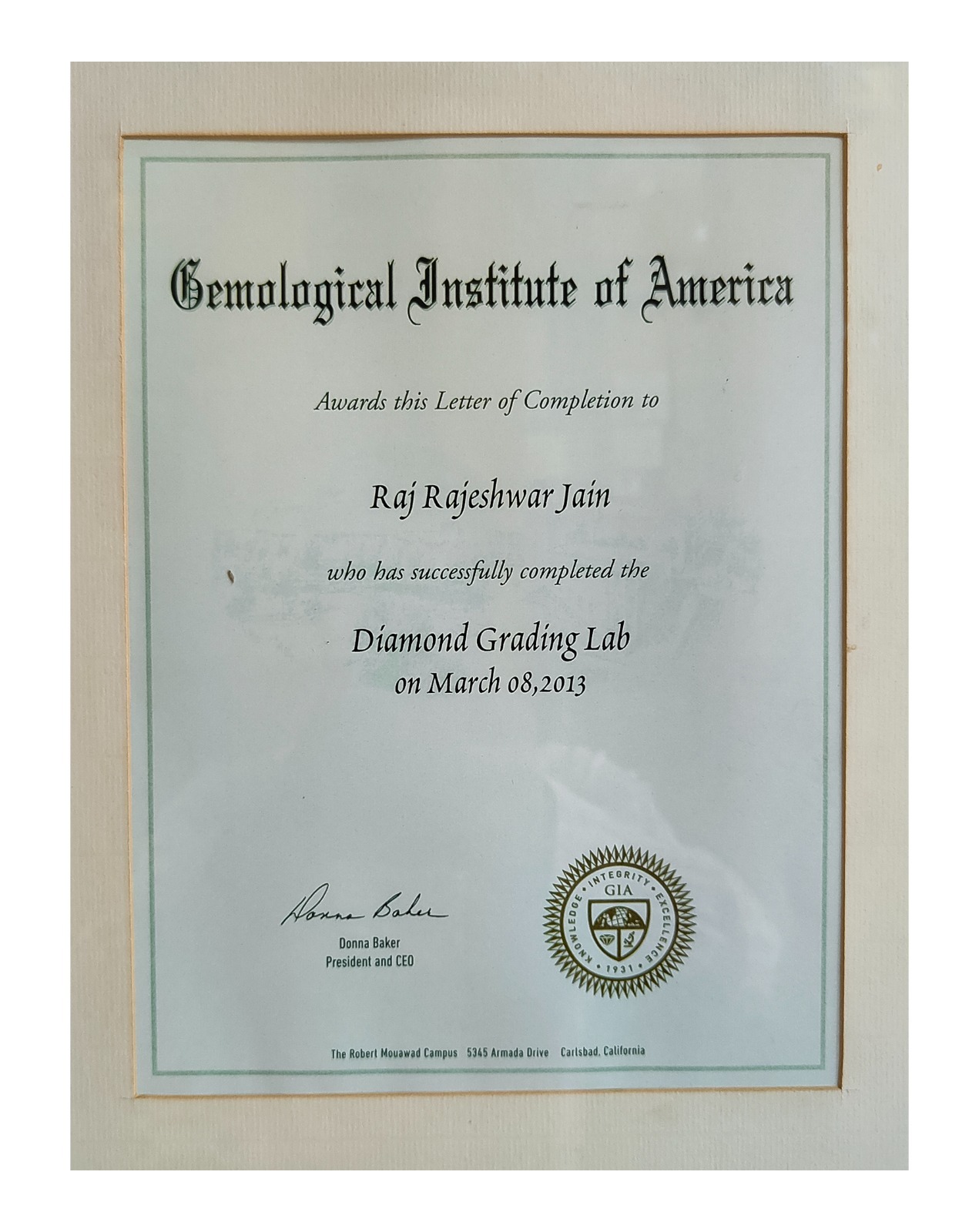 GIA Pearl Certificate